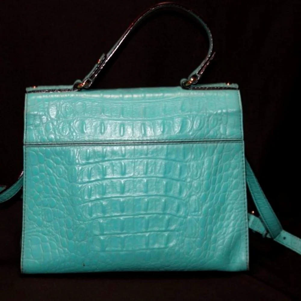 Kate Spade New York Turquoise Crocodile Print Leather Shoulder Bag